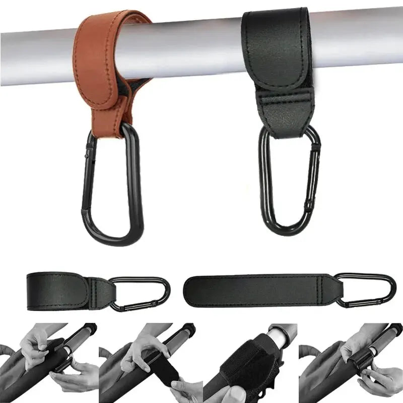 Stroller Hooks - PU Leather Handles for Parents